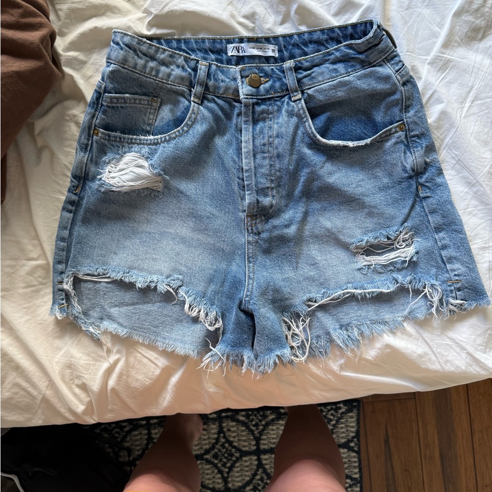Zara Distressed Denim Shorts